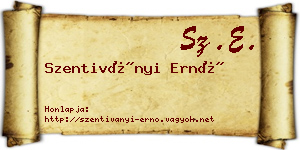 Szentiványi Ernő névjegykártya